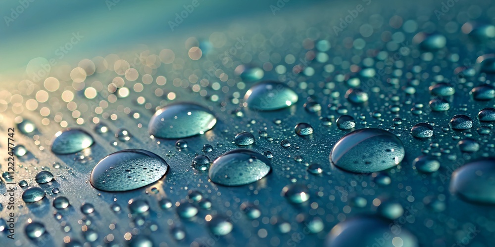 Close-Up Water Droplet Background with Soft Lighting for World Water Day Concept
