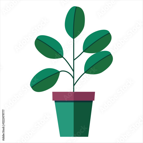 Office or Home Interior Decorative Plant Vector Illustration