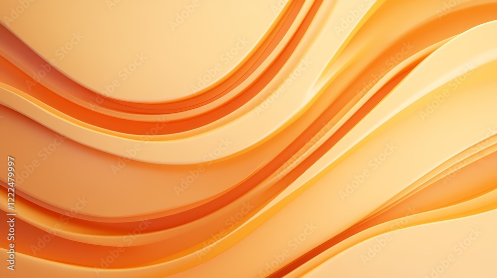 Abstract orange wave background with smooth, flowing curves. Minimalist design. 3D render.