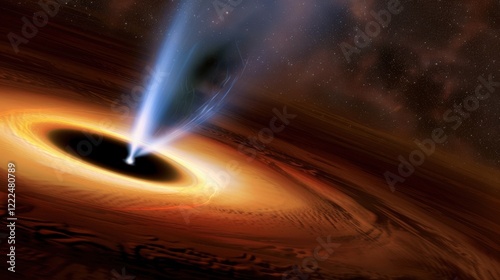 Abstract black hole with a supernova explosion nearby, Black hole abstract in the universe with a dark nebula.