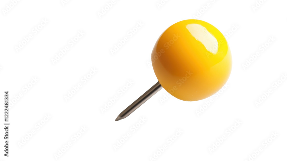 Yellow pin on transparent background Yellow pin on transparent background