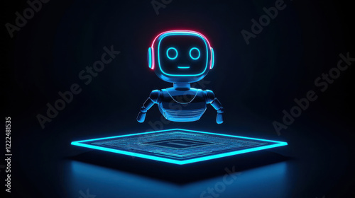 Wallpaper Mural A futuristic robot using holographic technology in a dark setting. Torontodigital.ca