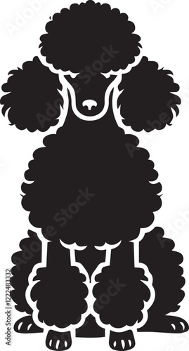 Poodle dog full and half face images vector black and white 
