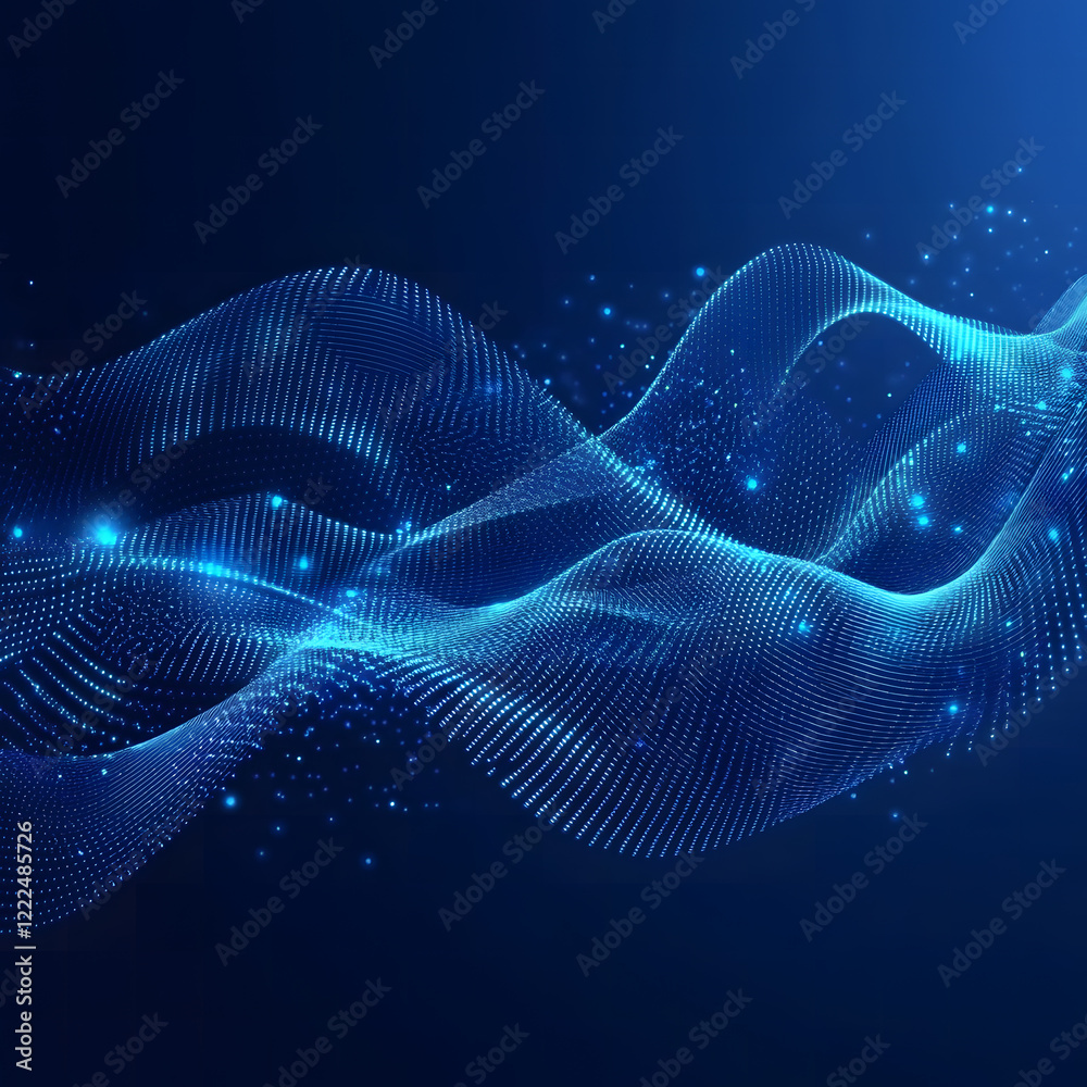 Abstract Blue Digital Wave with Particle Light Effects Abstract Blue Digital Wave with Particle Light Effects