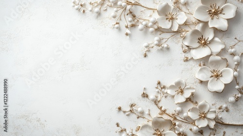Elegant Floral Arrangement with Charming White Flowers on Neutral Background