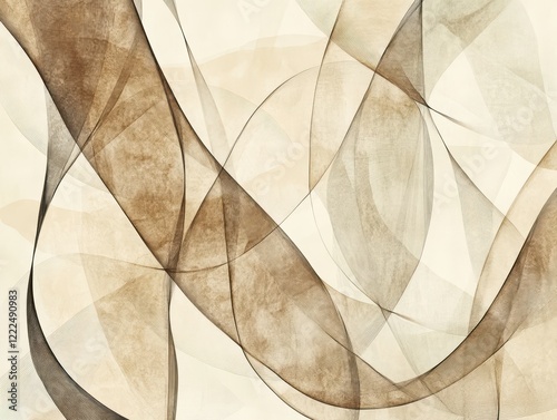 Abstract Geometric Brown and Beige Lines on Light Background, Textured Minimalist Design.