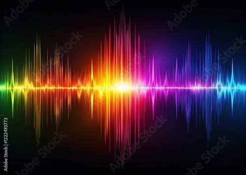 Wallpaper Mural Abstract 3D Seismic Waves, Colorful Sound Waves, Dark Background Torontodigital.ca