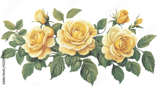 Watercolor flower of tropical spring floral yellow on transparent background 