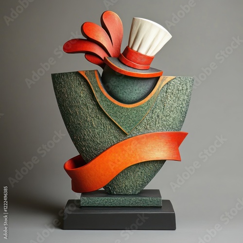 Abstract sculptural award, chef's hat,  artistic design,  decorative piece photo