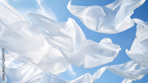 Wallpaper Mural Hanging empty white flags, set of white textile banners. Blank flag template. Vector illustration.-- Vector Torontodigital.ca