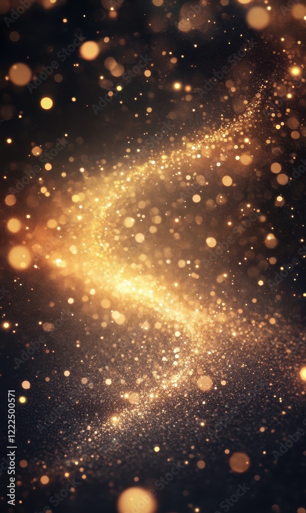 Golden Galaxy Swirl Abstract Bokeh Lights on Dark Background. Golden Galaxy Swirl Abstract Bokeh Lights on Dark Background.