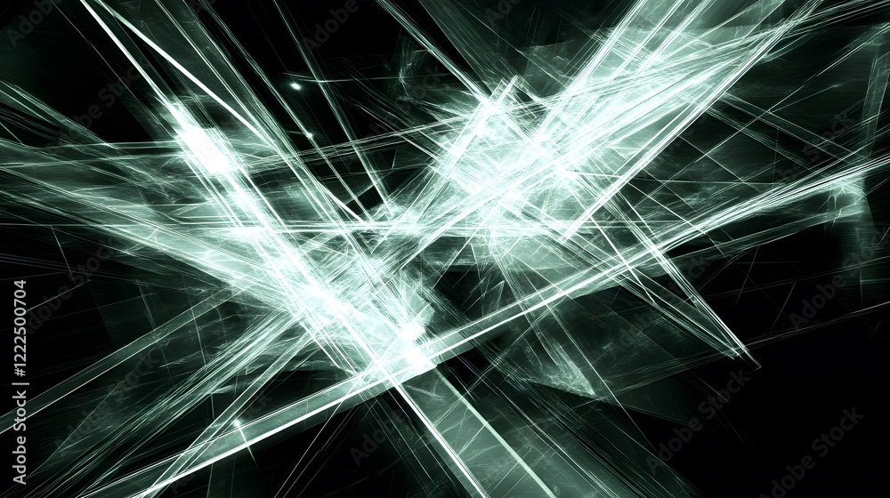 Abstract Green Fractal Art, Intersecting Lines and Light Abstract Green Fractal Art, Intersecting Lines and Light