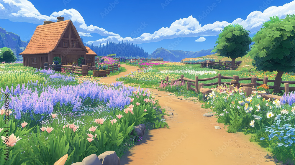 Farm life landing page horizontal template. Cartoon vector illustration of girl riding bicycle in rural area. Summer field landscape, flowers, grass, trees. Agricultural business. Eco tourism Farm life landing page horizontal template. Cartoon vector illustration of girl riding bicycle in rural area. Summer field landscape, flowers, grass, trees. Agricultural business. Eco tourism