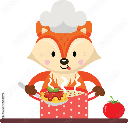 Fox in the Kitchen with a Pan on the Stove.cdr