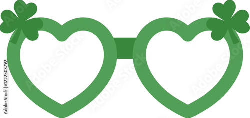 St.Patrick's Day Shamrock Party Glasses icon flat vector.
Saint Patricks Day Costumes isolated.
Transparent background.