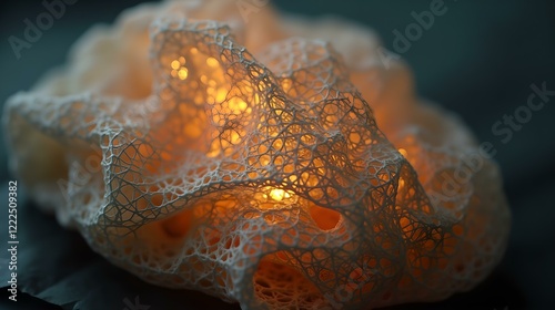 Intricate netting glowing lantern fishing gear ocean entanglement biodiversity loss photo