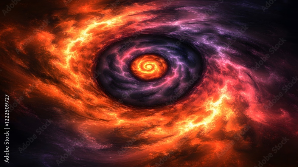 Fototapeta premium Fiery Cosmic Vortex Swirling Nebula Abstract Art