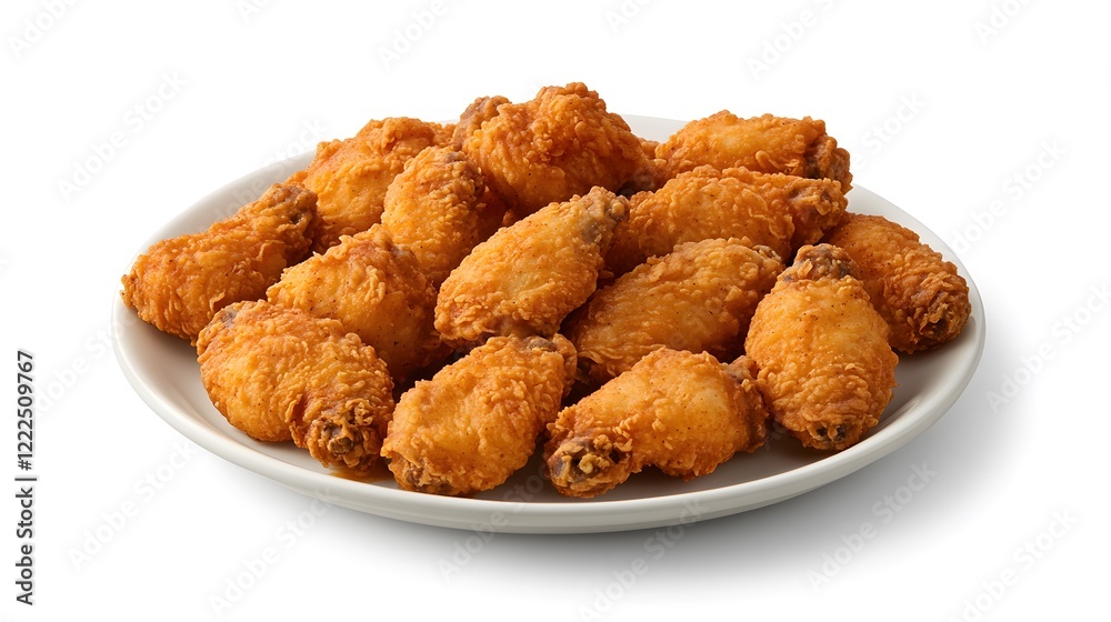 Crispy Chicken Wings Served on a White Plate with Buffalo Sauce Drizzle for Appetizing Snack Delight Crispy Chicken Wings Served on a White Plate with Buffalo Sauce Drizzle for Appetizing Snack Delight