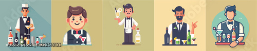 Vector collection of a bartender
