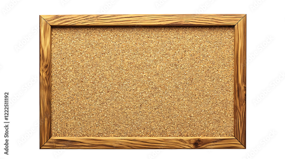 Fototapeta premium Rectangular Cork Bulletin Board With Wooden Frame on transparent background.