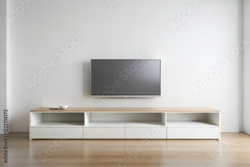 Modern minimalist living room entertainment center with flat screen television