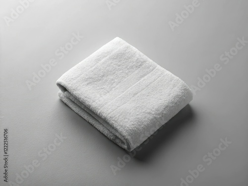 Crisp white cotton towel mockup, isolated on grey. Perfect for fabric wiper template designs.