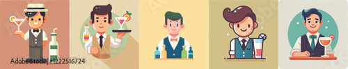 Vector collection of a bartender