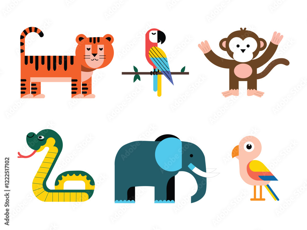 Naklejka premium Wildlife Illustrations for Kids