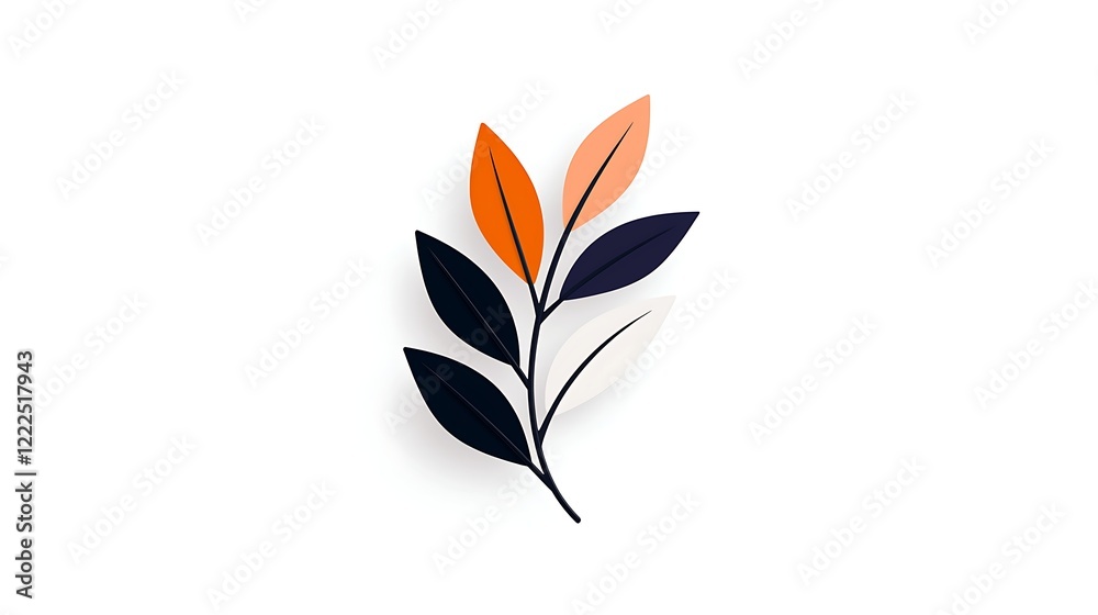 Colorful Branch With Autumn Leaves Illustration Colorful Branch With Autumn Leaves Illustration