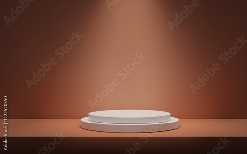 3D Minimalistic brown background with a podium Studio scene with platform for product presentation