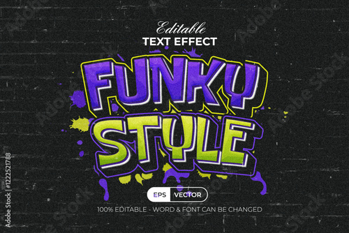 Graffiti Editable Text Effect Funky Style. Textured Wall Background.