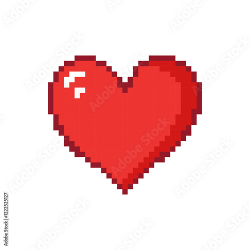 Pixel heart on white background. Hand drawn vector illustration.