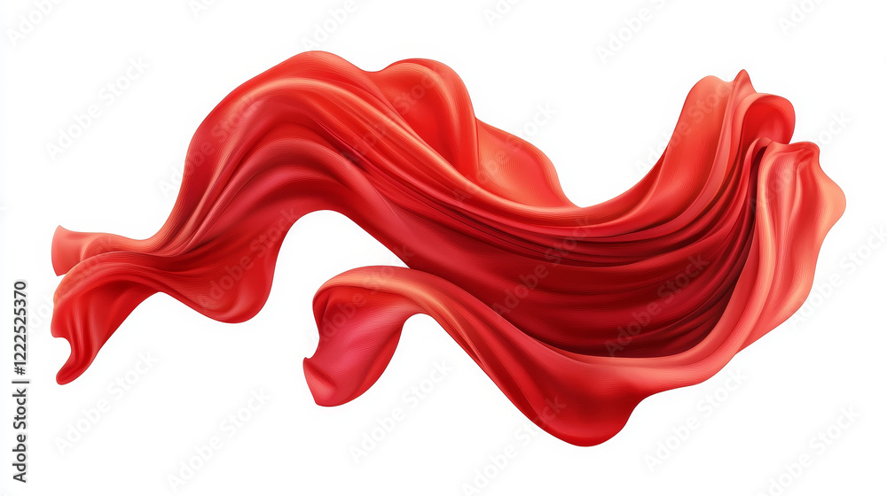 Red silk fabric with flow liquid waves effect horizontal background. Realistic vector illustration of smooth cloth texture with waves and folds. Soft drapery textile material texture with wrinkles. Red silk fabric with flow liquid waves effect horizontal background. Realistic vector illustration of smooth cloth texture with waves and folds. Soft drapery textile material texture with wrinkles.