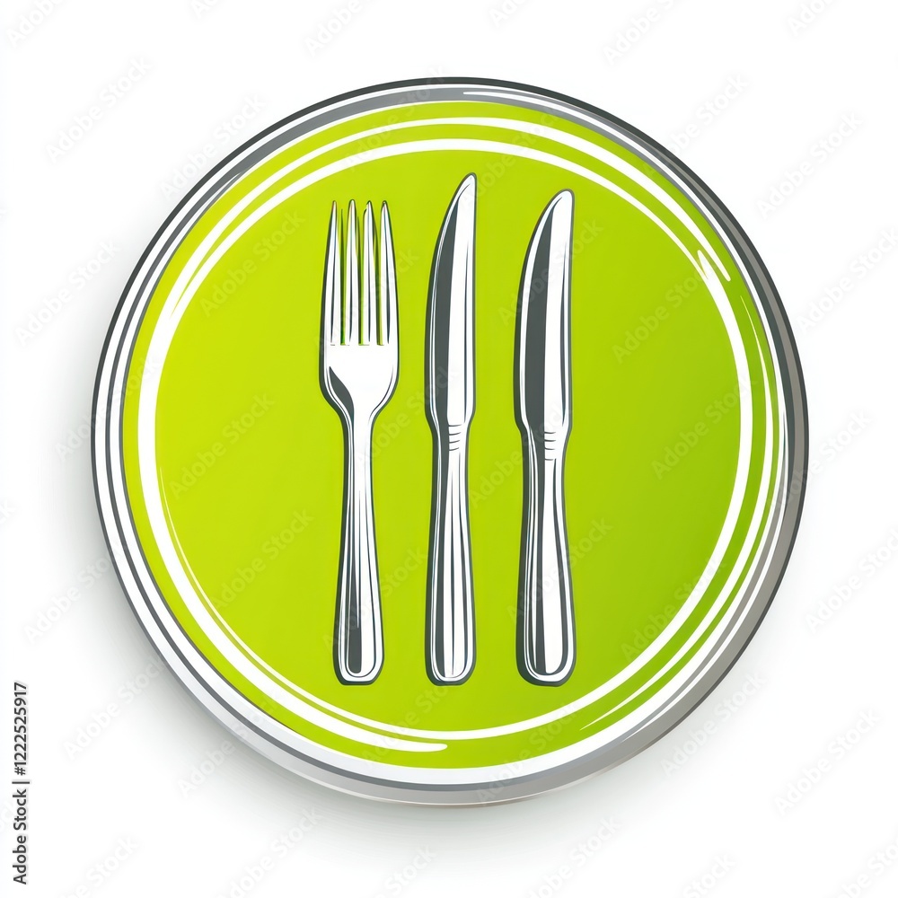 Restaurant icon, cutlery, plate, green, button, food service Restaurant icon, cutlery, plate, green, button, food service