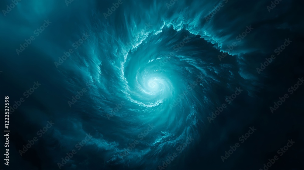 Swirling Blue Ocean Waves Creating Mystical Whirlwind Pattern