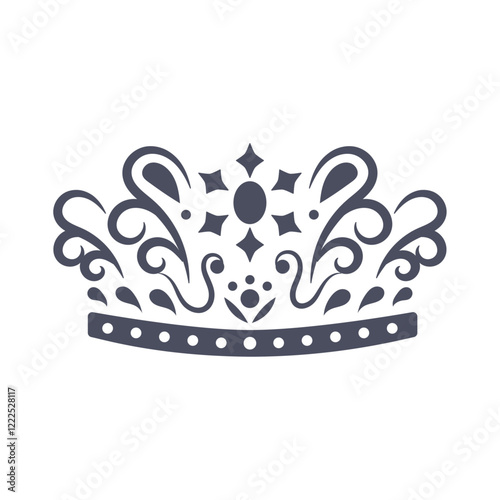ゴージャスな王冠のベクターアイコン(シルエット・モノクロ)