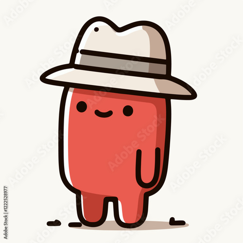 cartoon vector illustration of a person standing wearing a hat