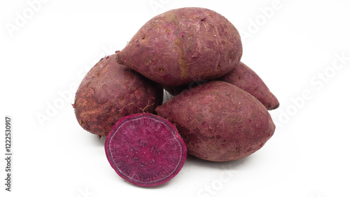 purple sweet potato ubi ungu isolated on white background