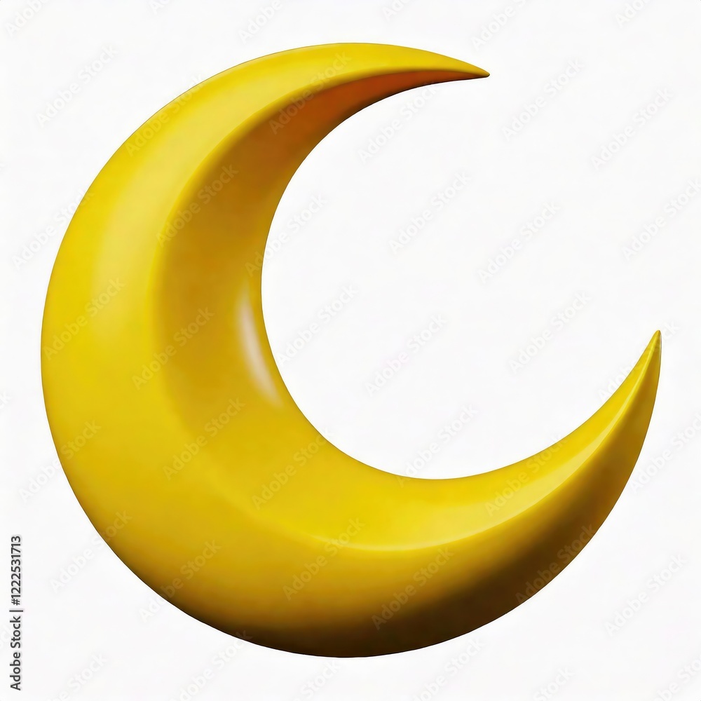 Golden Crescent Moon: A Smooth, 3D Rendered Illustration Golden Crescent Moon: A Smooth, 3D Rendered Illustration