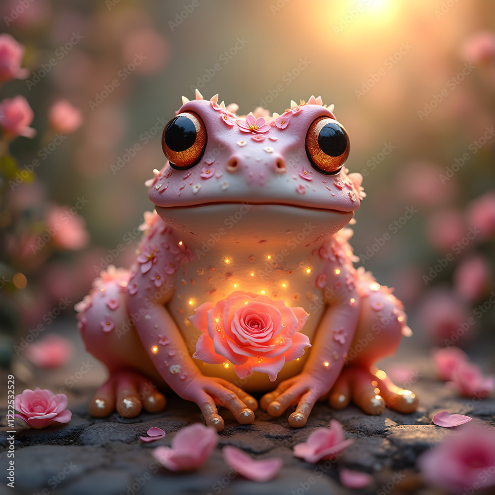 Enchanted Frog with a Glowing Rose, Valentine's Day