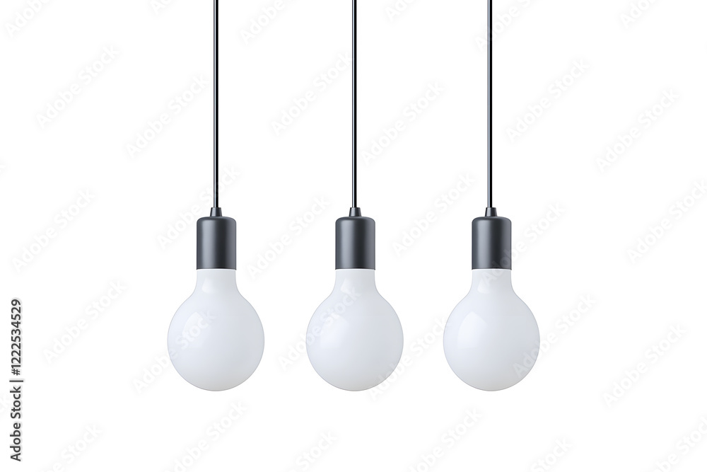 Naklejka premium Modern chandelier with a cluster of hanging white glass orbs isolated on white background