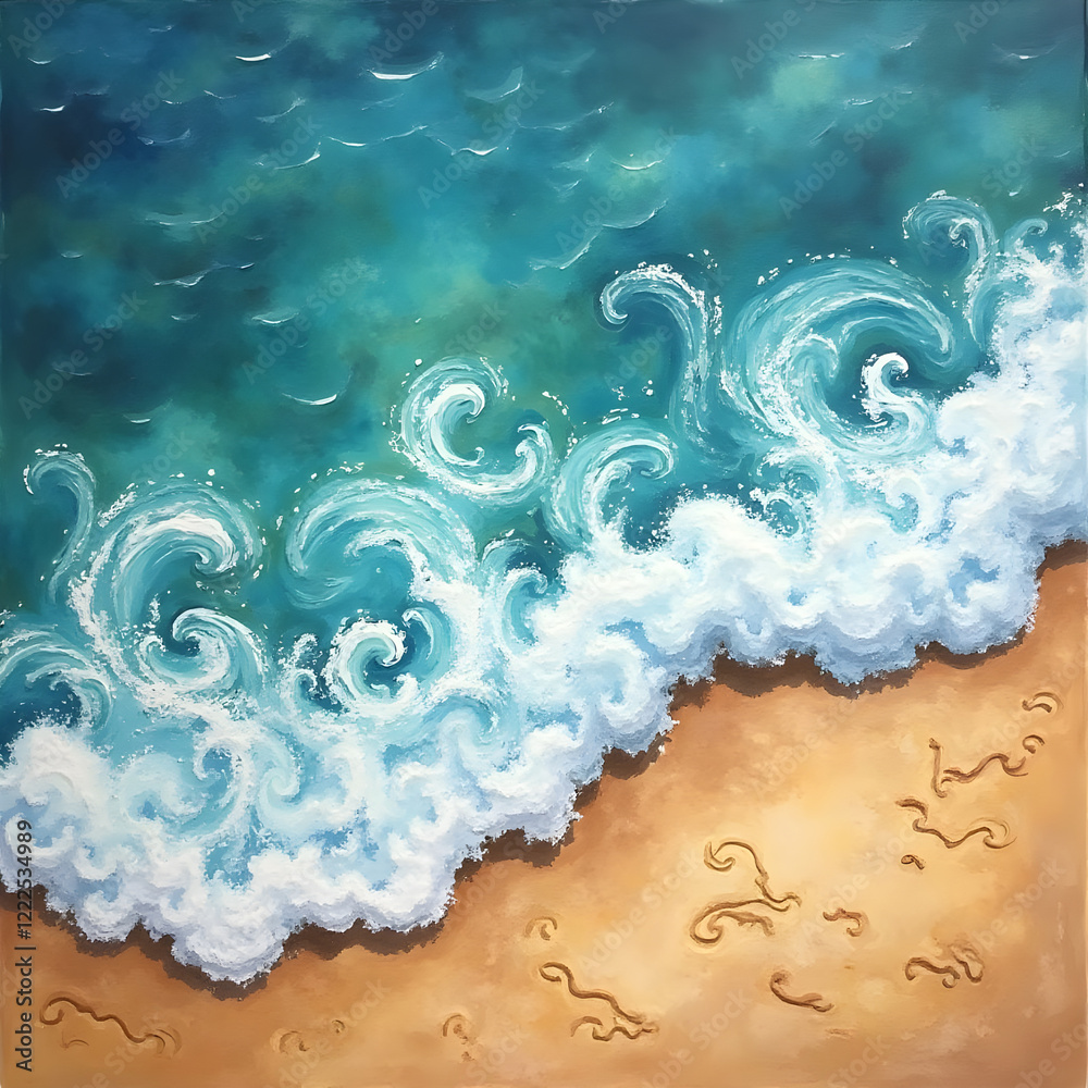 Ocean Waves and Sandy Shore