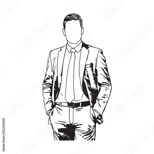 Corporate Professional Businessman - Minimalist Line Art Vector - Business man Silhouette - Business man Doodle - Business man Vector - Business man Illustration - Business man Line Art