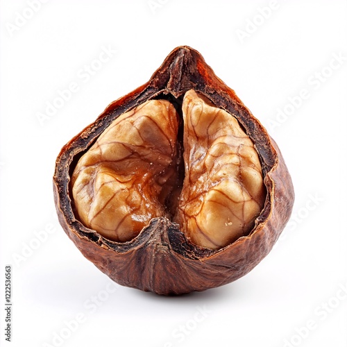 Open Hazelnut Shell Isolated on White Background photo