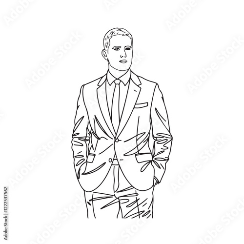 Modern Businessman Digital Line Art - Clean and Elegant Design - Business man Silhouette - Business man Doodle - Business man Vector - Business man Illustration - Business man Line Art