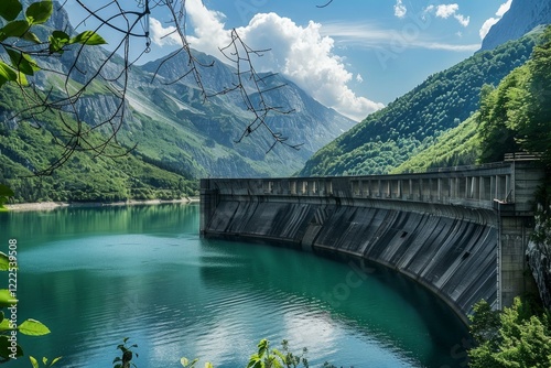 Vajont dam creating a reservoir in the italian alps, a stunning example of engineering amidst nature