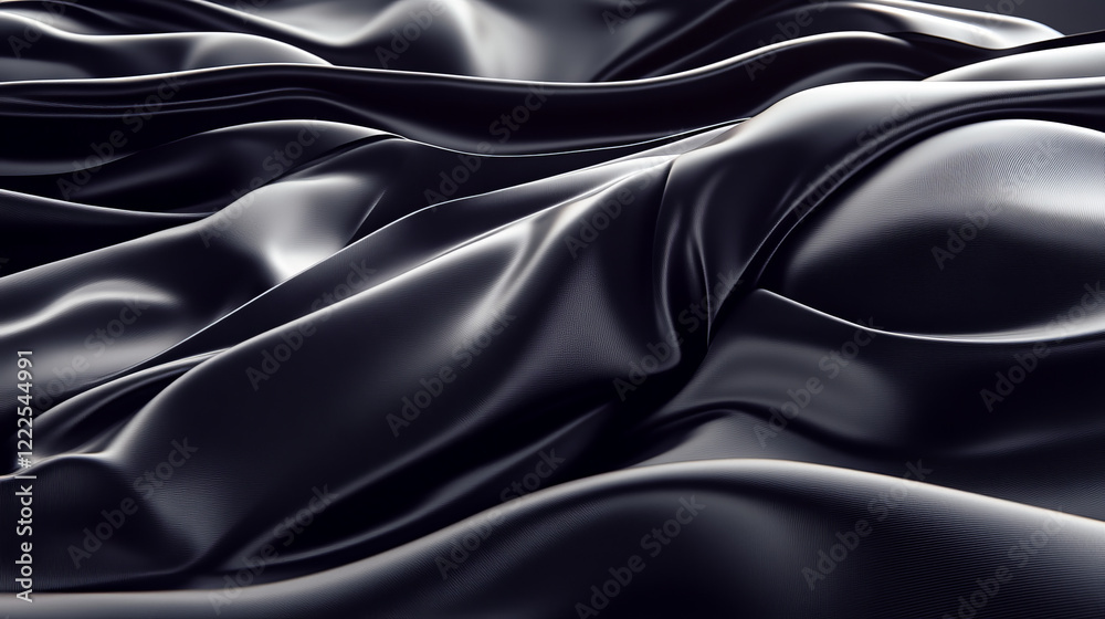 Smooth black fabric with flowing waves and abstract texture Smooth black fabric with flowing waves and abstract texture