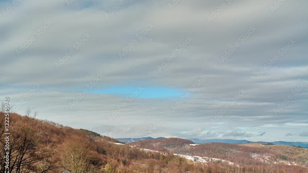 Nature winter landscape clouds rolling over hills and mountains time-lapse Nature winter landscape clouds rolling over hills and mountains time-lapse