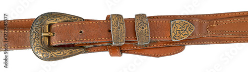 ceinture en cuir marron, PNG sur fond transparen