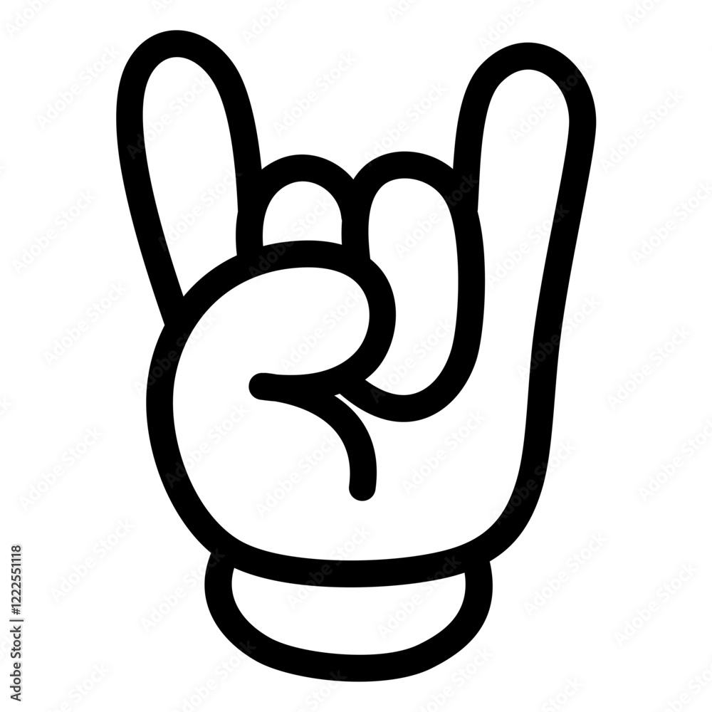 Fototapeta premium cute kawaii Groovy Retro Rock hand outline cartoon doodle illustration